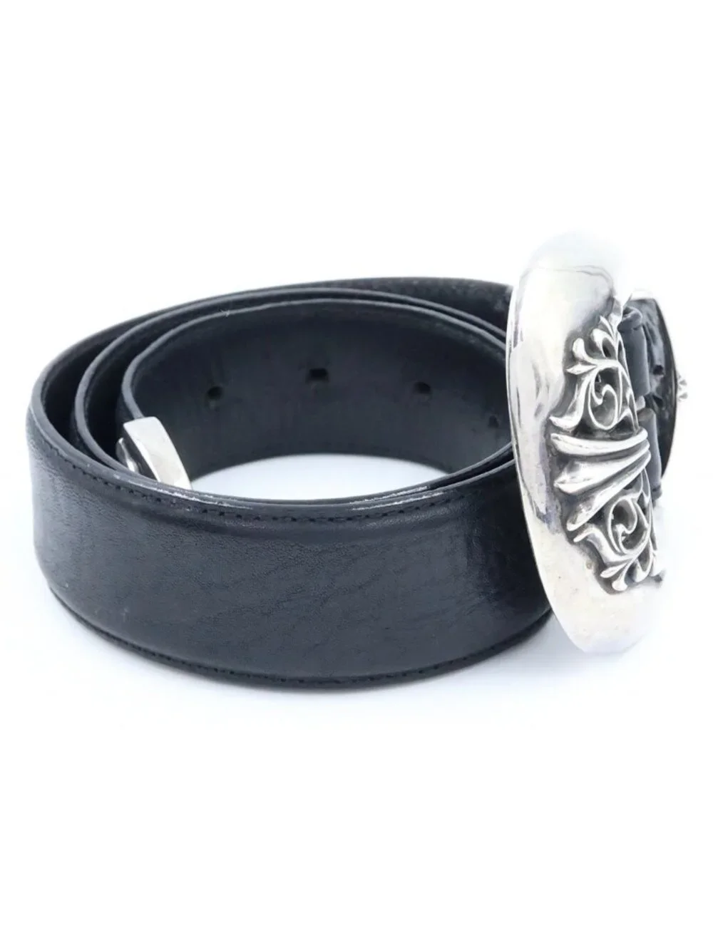 Chrome Hearts Classic 3 PC Leather Belt Black Silver